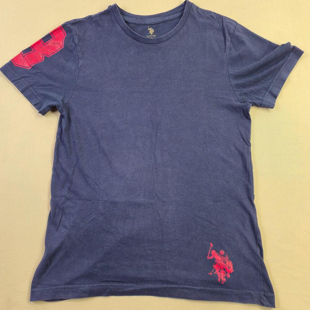 U.S. Polo Assn Shirt Mens Small Blue 3 Sleeve Polo Player Graphic Logo Tee